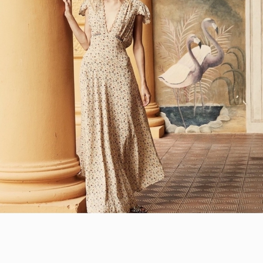 Doen Cream Maxi Flutter Sleeve Sundress